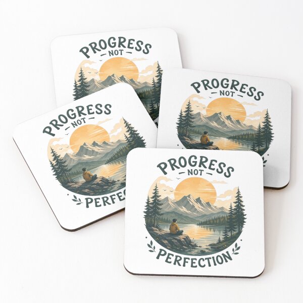 Item preview, Progress Not Perfection Mountain Sunset Design – Motivational Nature Illustration designed and sold by Moccroad.
