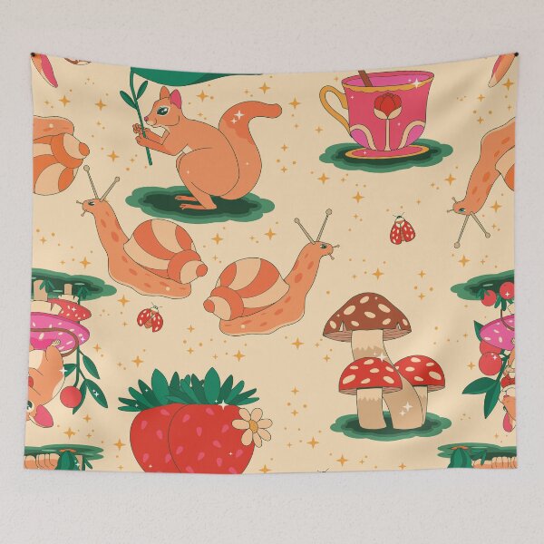 Item preview, cottagecore snail magical strawberry squirrel beige designed and sold by Gossip Rag.