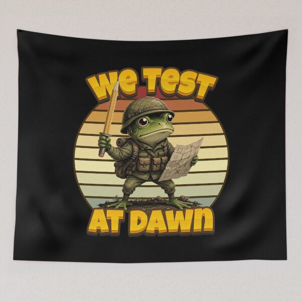 Item preview, We Test At Dawn Funny Frog Test Day | Funny Frog Soldier designed and sold by PROPera-design.