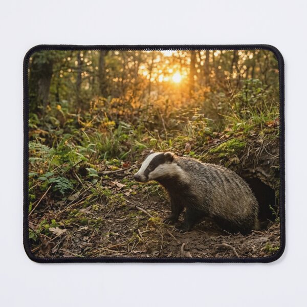 Item preview, Badger emerging from its burrow at sunrise designed and sold by Malisa345.