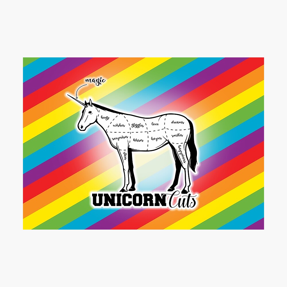 Unicorn cuts retro funny meat from unicorns bacon cut on rainbow pride LGBT  flag candy cute background sarcastic meme (see description for more) HD  HIGH QUALITY ONLINE STORE