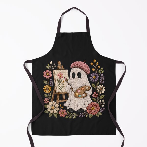 Item preview, Painting Ghost Cute Embroidery Style Artist Ghost Floral Creative Aesthetic Design designed and sold by ColorSplash123.