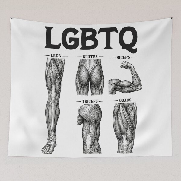 Item preview, LGBTQ Legs Glutes Biceps Triceps Quads Funny Fitness Anatomy Gym Art designed and sold by NgumohaLanke.