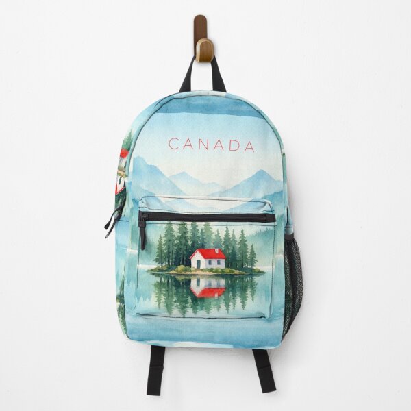 Item preview, Canada Lake Cabin Poster | Mountain Forest Reflection Illustration | Minimalist Nature Wall Art designed and sold by Witsprings.