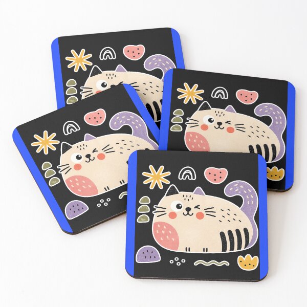 Item preview, Chubby Winking Cat Folk Art designed and sold by ZunZunArt.