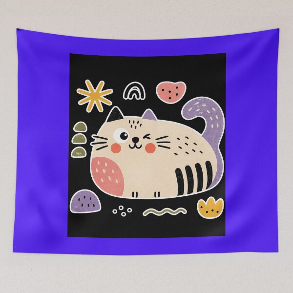 Item preview, Chubby Winking Cat Folk Art designed and sold by ZunZunArt.