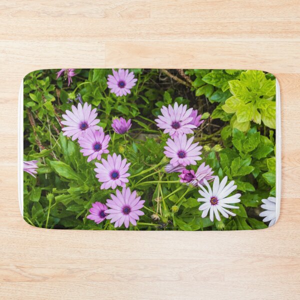 Item preview, Purple Daisy Flowers Clustered Among Green Leaves in a Vibrant Garden Close-Up designed and sold by Nmallia.