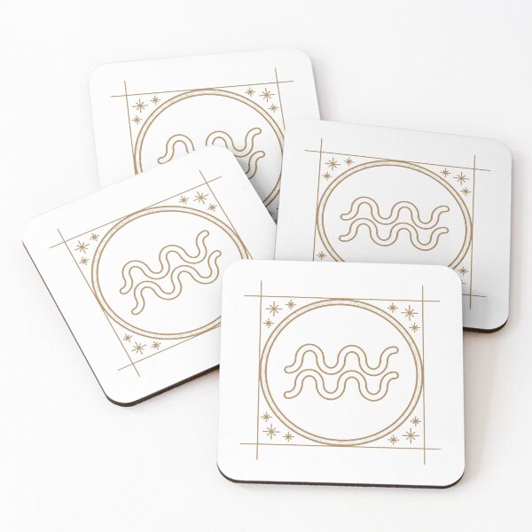Item preview, Aquarius Zodiac Sign – Gold Art Deco Celestial Symbol on Black designed and sold by Artsy Corner.