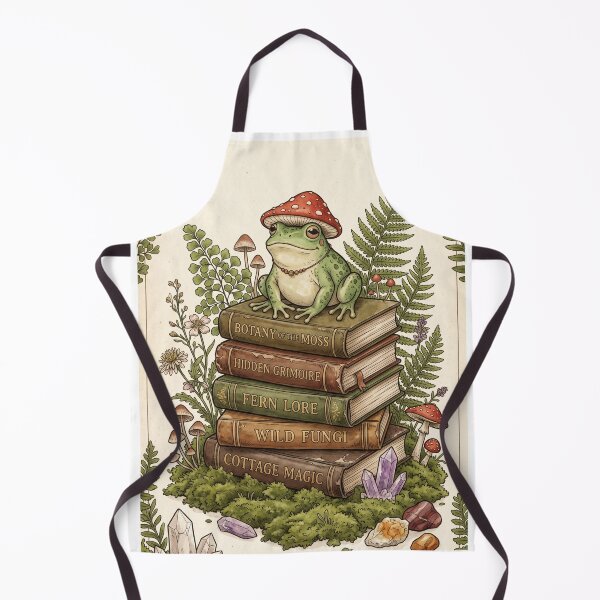 Item preview, Scholarly Frog on a Stack of Witchy Books - "Cottage Magic" Illustration designed and sold by warayut.