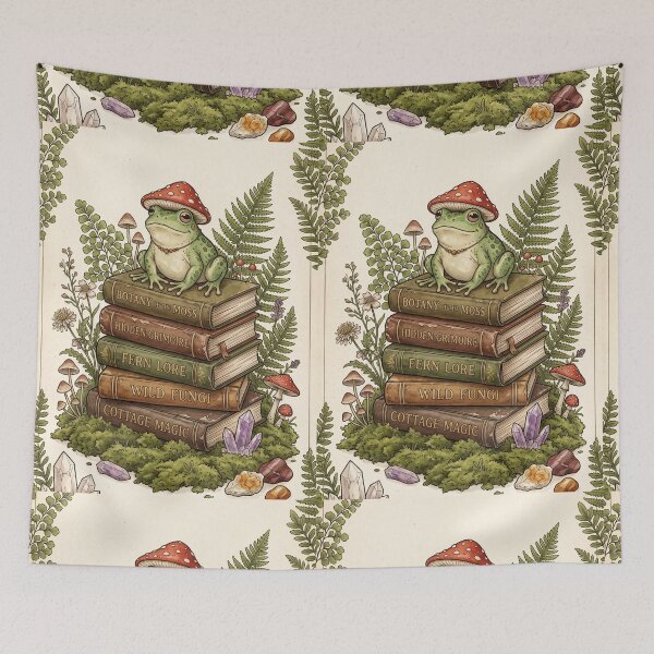 Item preview, Scholarly Frog on a Stack of Witchy Books - "Cottage Magic" Illustration designed and sold by warayut.