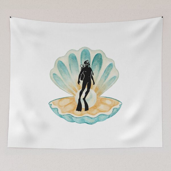 Item preview, Ocean Explorer – Diver & Seashell Aesthetic Design designed and sold by ColorNest Designs.