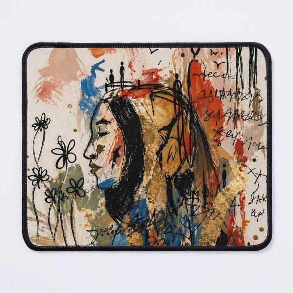 Item preview, Abstract Portrait Art, Modern Expressionist Painting, Emotional Figurative Art, Gold Accent Artwork, Contemporary Wall Decor designed and sold by Watchyyy.