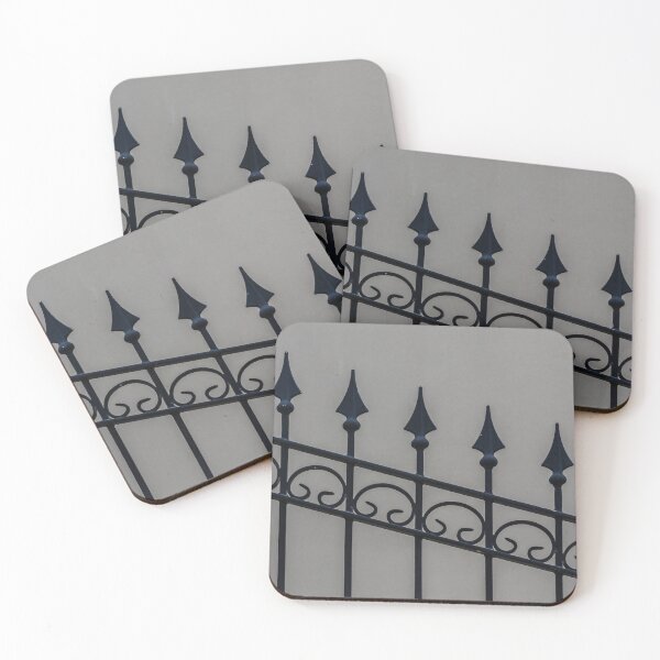 Item preview, Close-Up Of Ornamental Wrought Iron Fence With Pointed Spikes Against Neutral Wall designed and sold by Nmallia.