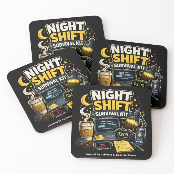 Item preview, Night Shift Survival Kit Powered By Caffeine Funny Work Art designed and sold by novadawy.