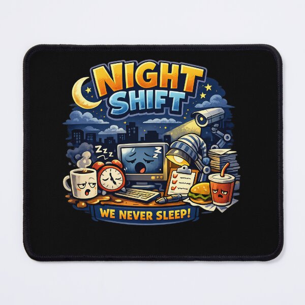 Item preview, Night Shift We Never Sleep Funny Cartoon Work Art designed and sold by novadawy.