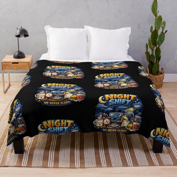 Item preview, Night Shift We Never Sleep Funny Cartoon Work Art designed and sold by novadawy.