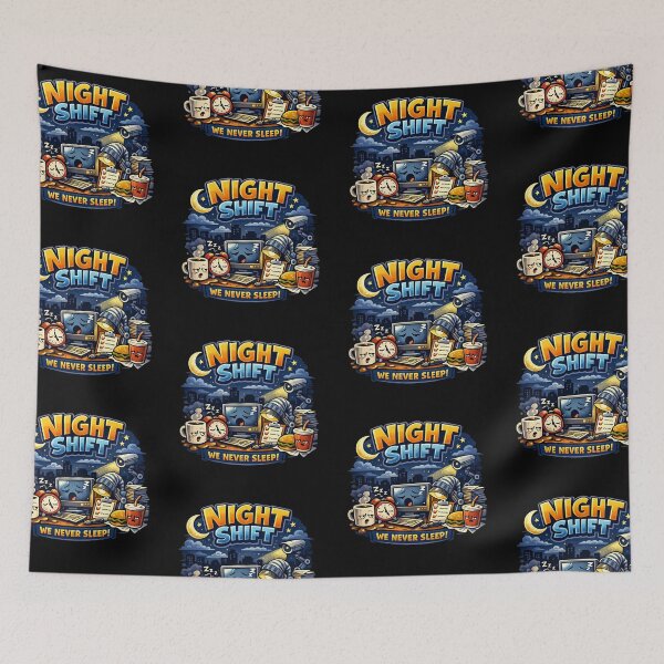 Item preview, Night Shift We Never Sleep Funny Cartoon Work Art designed and sold by novadawy.