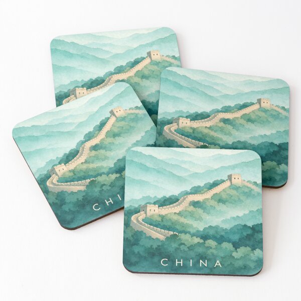 Item preview, Great Wall of China Poster | Misty Mountains Landscape Illustration | Minimalist Travel Wall Art designed and sold by Witsprings.