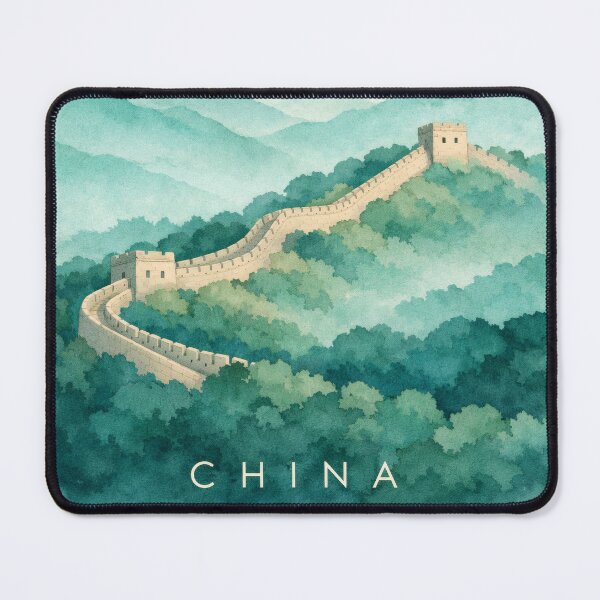 Item preview, Great Wall of China Poster | Misty Mountains Landscape Illustration | Minimalist Travel Wall Art designed and sold by Witsprings.