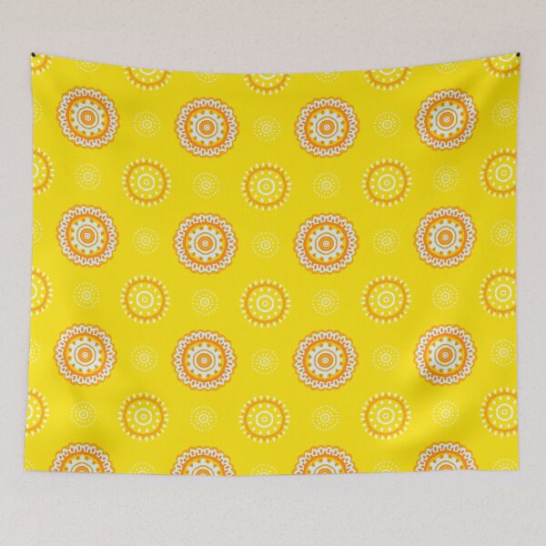 Item preview, Bright sunshine yellow boho mandala designed and sold by findlost.
