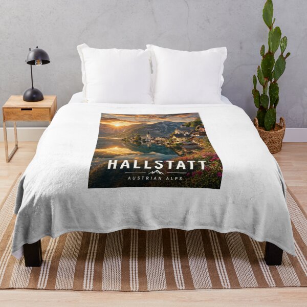 Item preview, Hallstatt Austria Sunset Lake Poster – Alpine Village Mountain Landscape Travel Art Print designed and sold by MyTutina.