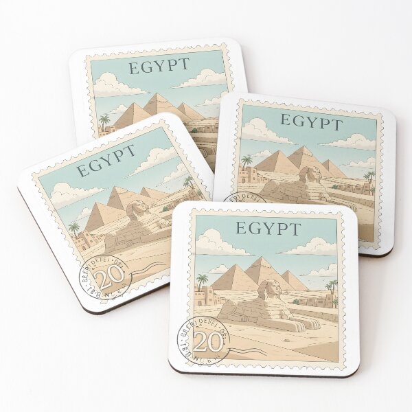 Item preview, Egypt Sphinx Pyramid Postage Stamp Sticker, Vintage Travel Egypt Art, Retro Desert Landscape Design designed and sold by Bhaskar Digital Art.