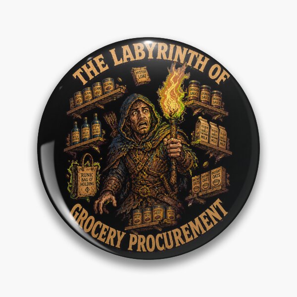 Item preview, Funny Grocery Labyrinth Ranger Burnout Fantasy Parody Fine Art Tee designed and sold by Mythic Ink Studio.