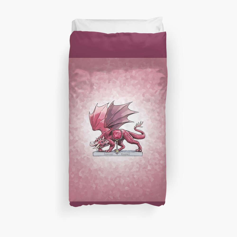 Birthstone Dragon: January Garnet Illustration Duvet Cover