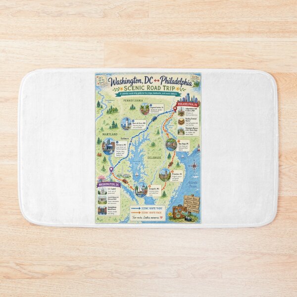 Item preview, Scenic road trip map: Washington DC to Philadelphia PA and back designed and sold by MagicStrawberry.