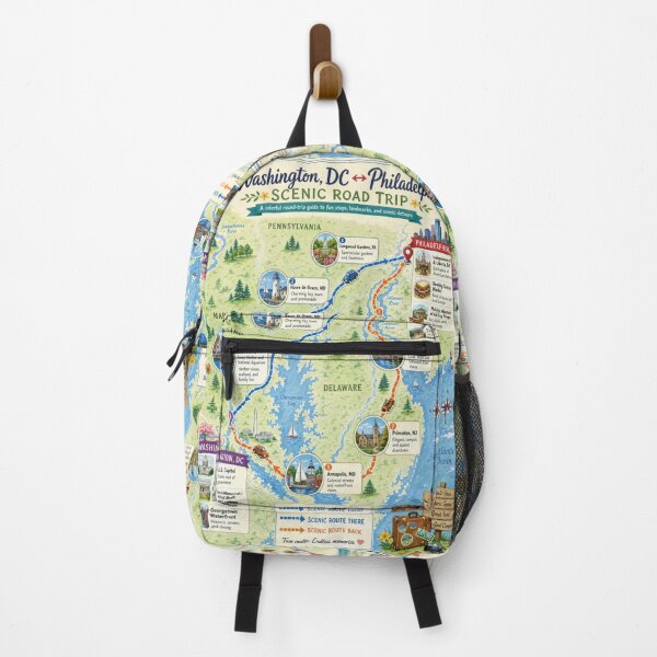Item preview, Scenic road trip map: Washington DC to Philadelphia PA and back designed and sold by MagicStrawberry.