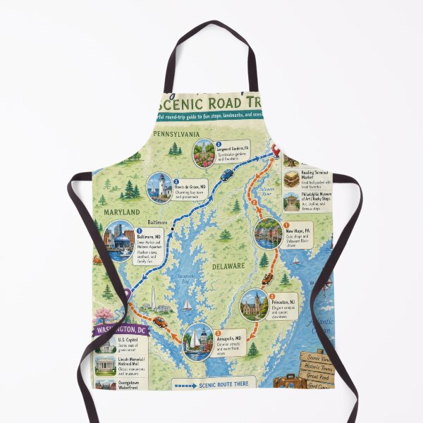 Item preview, Scenic road trip map: Washington DC to Philadelphia PA and back designed and sold by MagicStrawberry.
