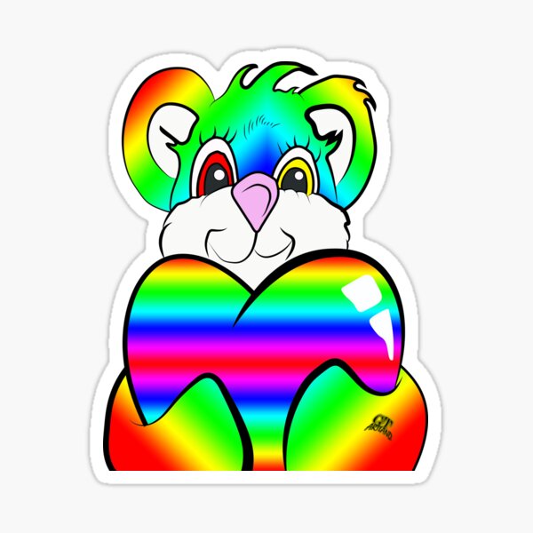 Rainbow Psychedelic Teddy Bear Sticker By Gtartland Redbubble