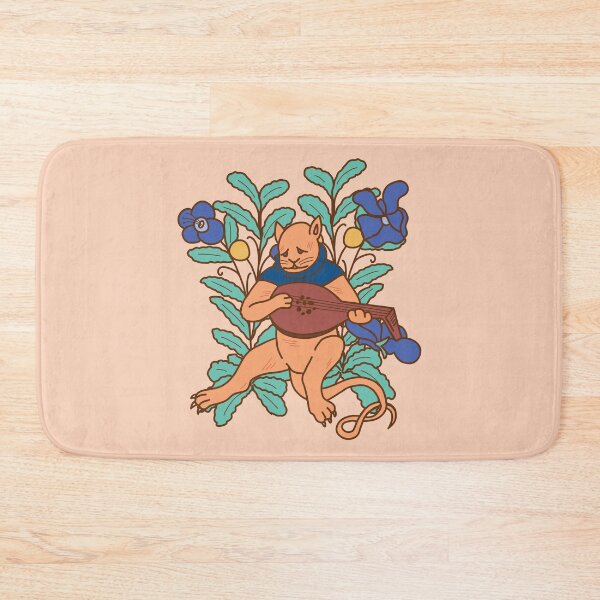 Item preview, Cute Sad Medieval Cat with Lute Colorful Drawing designed and sold by MariOyama.