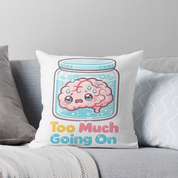 Item preview, Cute Overwhelmed Brain Sticker, Too Much Going On, Anxiety Meme, Kawaii Mental Health Sticker, Relatable Introvert Humor designed and sold by VibrantArtful7.