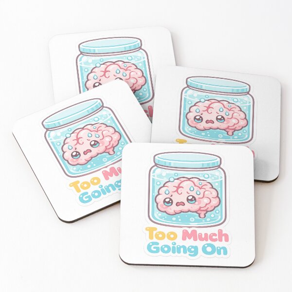 Item preview, Cute Overwhelmed Brain Sticker, Too Much Going On, Anxiety Meme, Kawaii Mental Health Sticker, Relatable Introvert Humor designed and sold by VibrantArtful7.