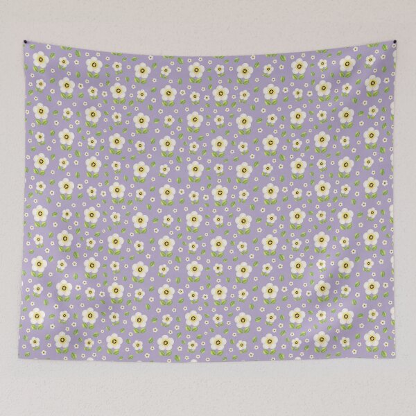 Item preview, Retro Floral Print on Lavender Background designed and sold by janine-ilustra.
