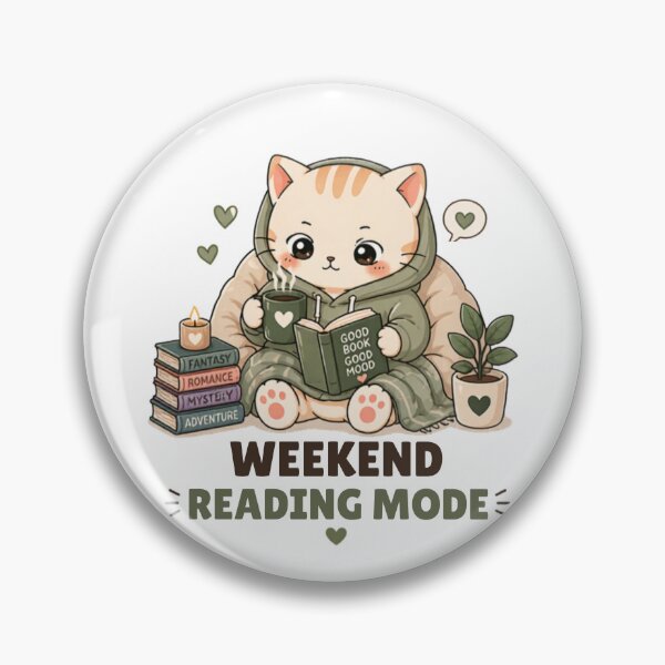 Item preview, Weekend Reading Mode Cat | Cute Kawaii Aesthetic | Cozy Book Lover Design designed and sold by The Mood Index.