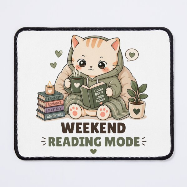 Item preview, Weekend Reading Mode Cat | Cute Kawaii Aesthetic | Cozy Book Lover Design designed and sold by The Mood Index.