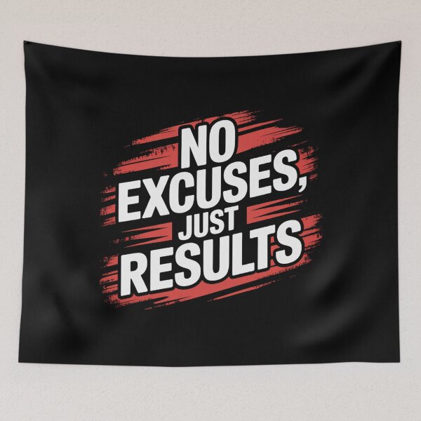 Item preview, No Excuses Just Results – Motivational Quote Typography Design designed and sold by ABLAT_CREATIONS.