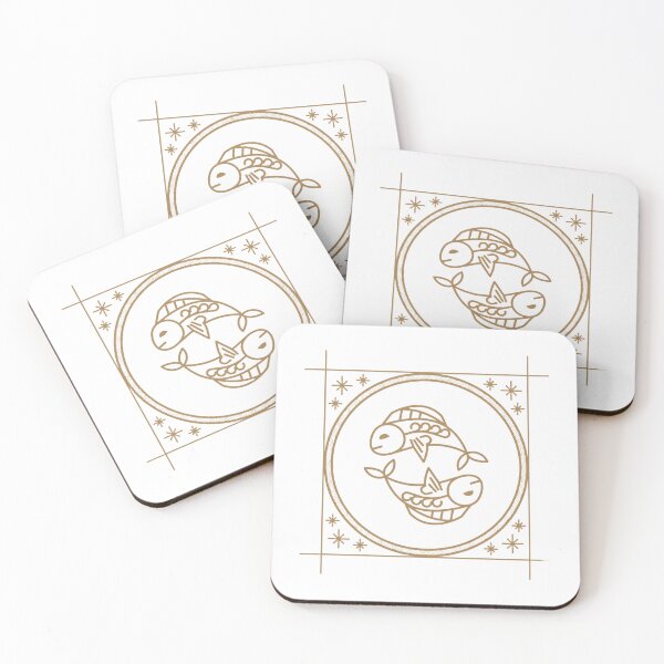 Item preview, Pisces Zodiac Sign – Gold Art Deco Twin Fish Celestial Symbol on Black designed and sold by Artsy Corner.