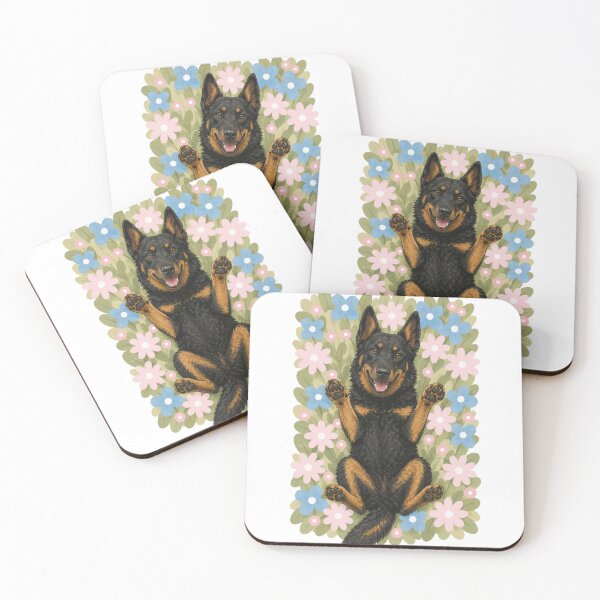 Item preview, Happy Beauceron Dog in Flower Field – Cute Smiling French Shepherd Floral Aesthetic Sticker designed and sold by GoodyPaws.