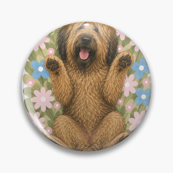 Item preview, Happy Briard Dog in Flower Field – Cute Smiling Fluffy French Shepherd Floral Aesthetic Sticker designed and sold by GoodyPaws.