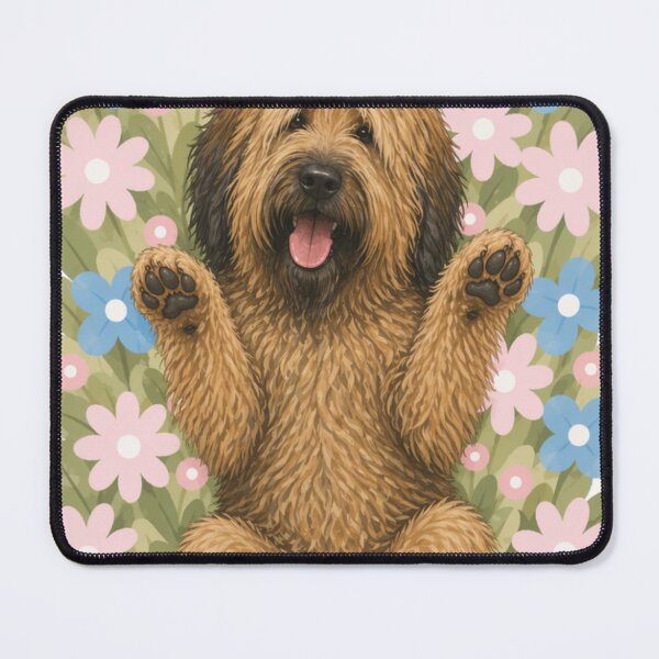 Item preview, Happy Briard Dog in Flower Field – Cute Smiling Fluffy French Shepherd Floral Aesthetic Sticker designed and sold by GoodyPaws.