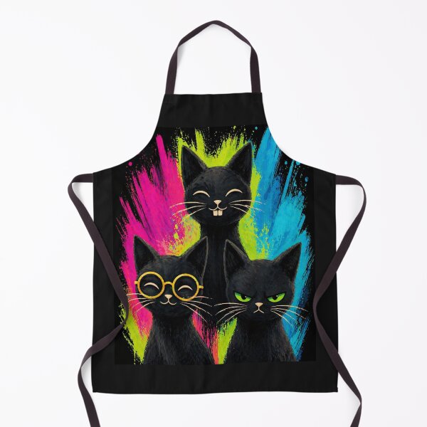 Item preview, Grumpy Black Cats Neon Trio designed and sold by ZunZunArt.