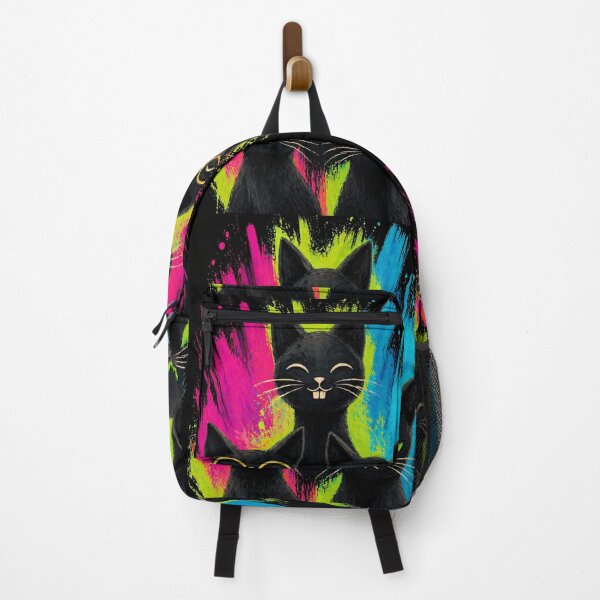Item preview, Grumpy Black Cats Neon Trio designed and sold by ZunZunArt.