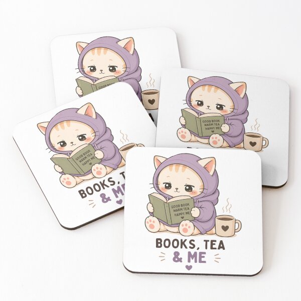 Item preview, Books Tea and Me Cat | Cute Kawaii Aesthetic | Cozy Book Lover Design designed and sold by The Mood Index.