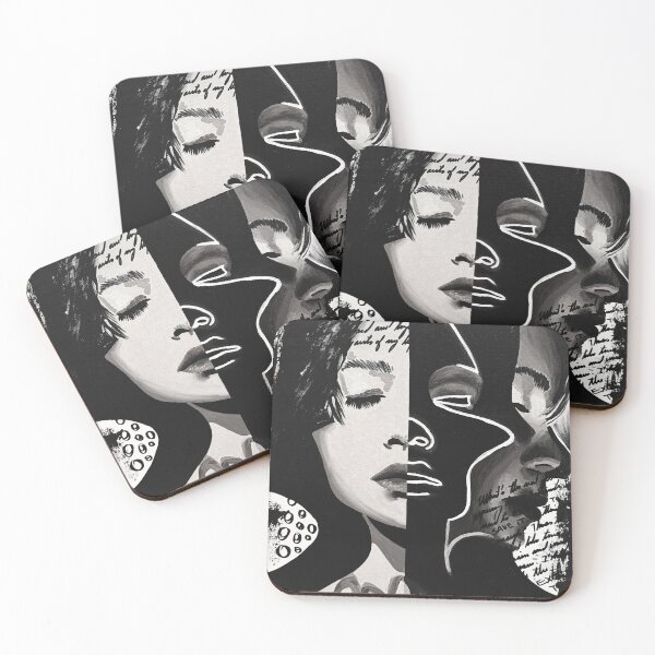 Item preview, Black and White Split Face Portrait designed and sold by CheHojas.