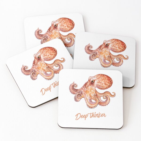 Item preview, Deep Thinker – Minimalist octopus ocean aesthetic design designed and sold by ColorNest Designs.