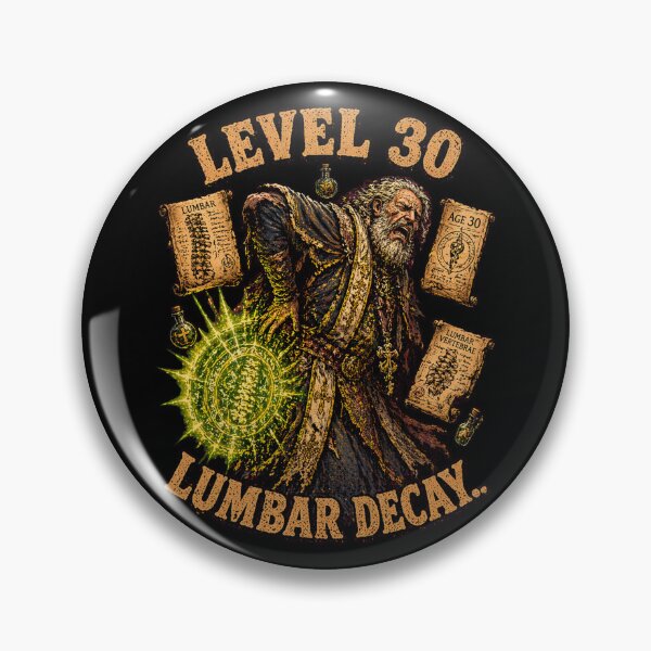 Item preview, Funny Cleric Level 30 Lumbar Decay Lower Back Pain Aging Burnout Fine Art Tee designed and sold by Mythic Ink Studio.