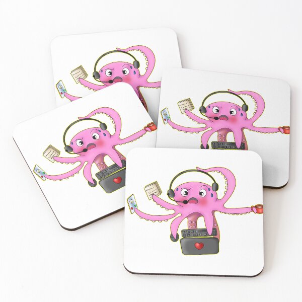 Item preview, Funny Multitasking Octopus Working Hard at Desk designed and sold by BalRaju-Doodles.